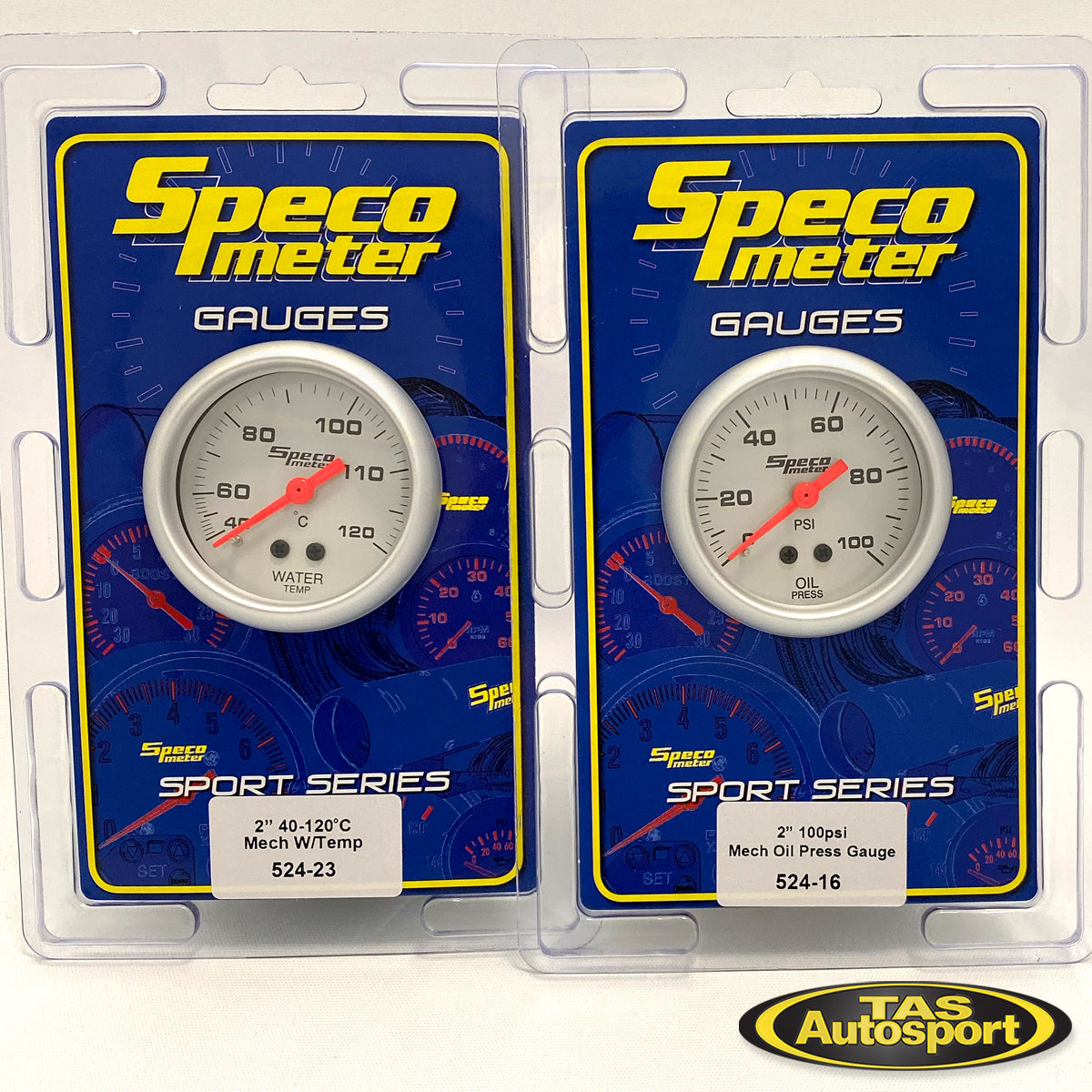 Speco Meter 2 Inch Mechanical Oil Pressure & Water Temp Gauge Tas Autosport