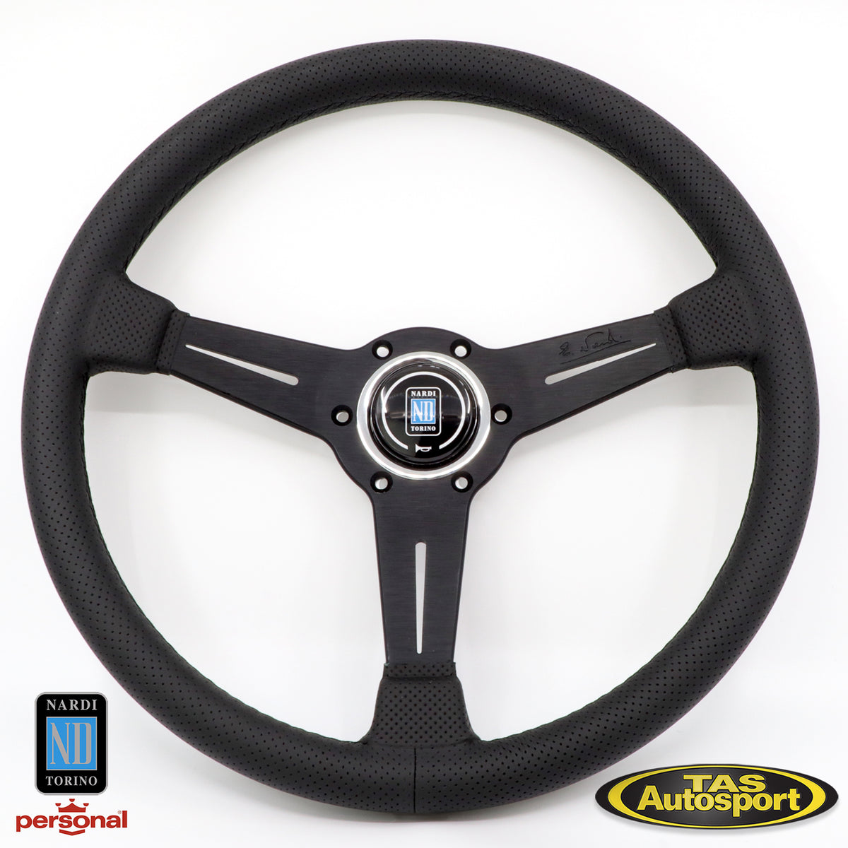 Nardi ND Classic Perforated Leather Black Stitching 360 Steering