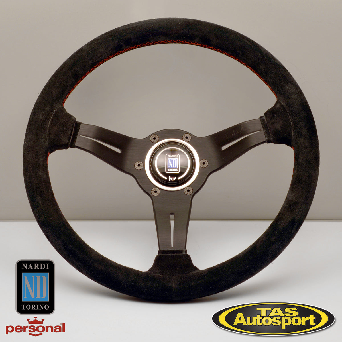 Nardi Deep Corn Steering Wheel – Suede with Black Spokes & Red