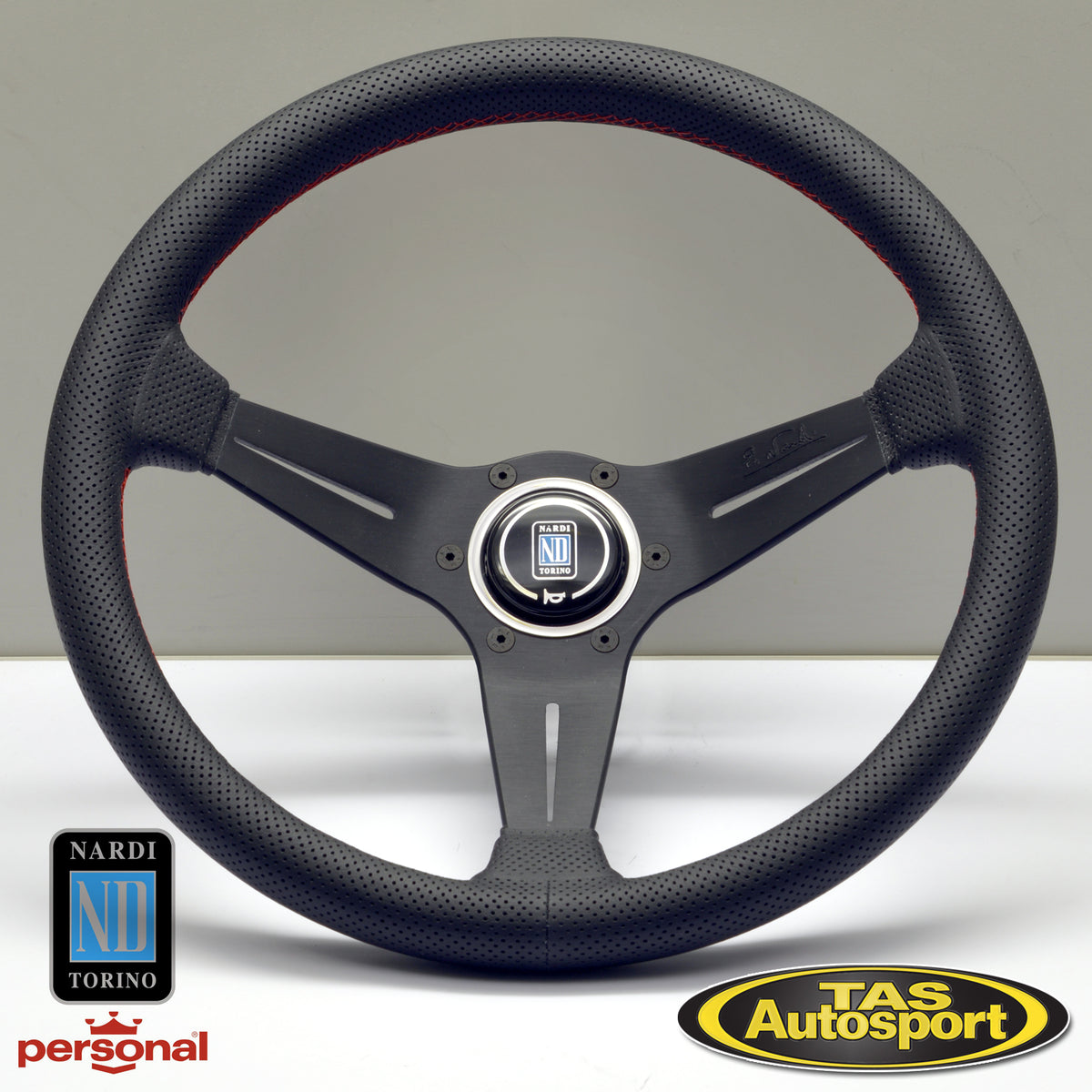 Nardi Deep Corn Perforated Leather Red Stitching 350mm Steering