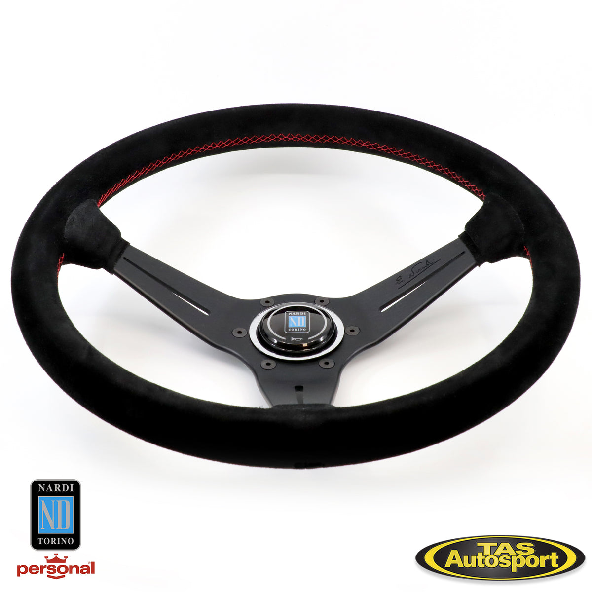 パーツ Nardi Deep Corn 35 Suede / black spokes Nardi Deep Corn Steering Wheel, Suede, Black Spokes, Red Stitching