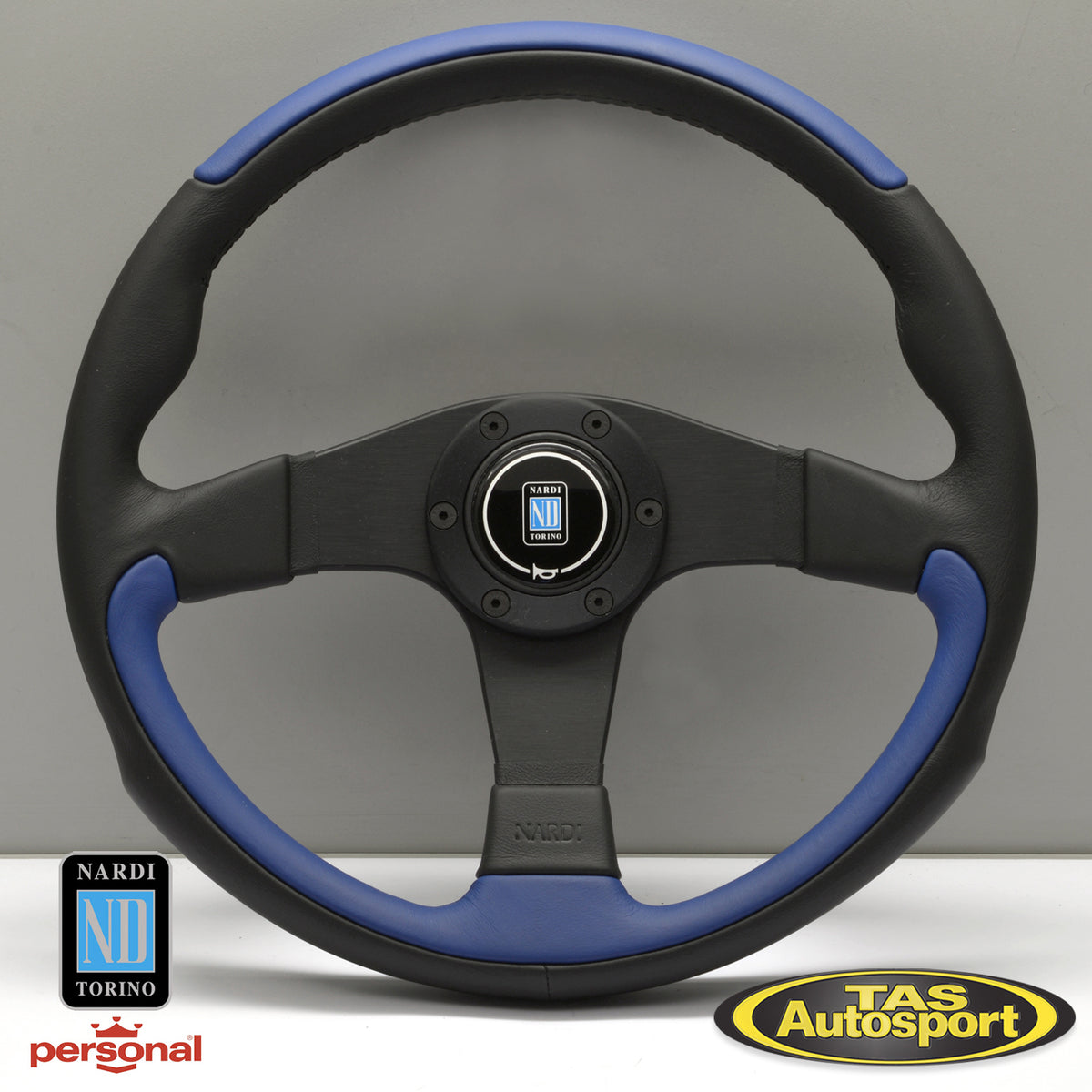 Nardi Leader Black & Blue Leather 350 Steering Wheel – Tas Autosport