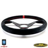 Nardi Personal TROPHY Steering Wheel Black Suede Red Stitching 350mm