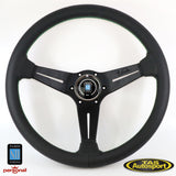 Nardi Deep Corn Perforated Leather. Green Stitching 350 Steering Wheel