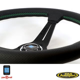 Nardi Deep Corn Perforated Leather. Green Stitching 350 Steering Wheel