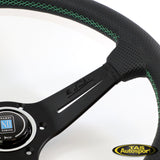 Nardi Deep Corn Perforated Leather. Green Stitching 350 Steering Wheel