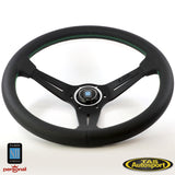 Nardi Deep Corn Perforated Leather. Green Stitching 350 Steering Wheel