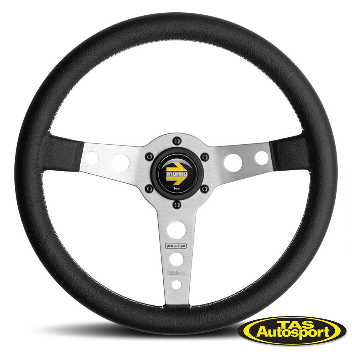 MOMO Prototipo Leather Silver Steering Wheel 370 – Tas Autosport