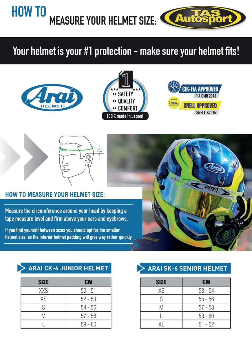 Arai CK-6 White Jnr Helmet – Tas Autosport