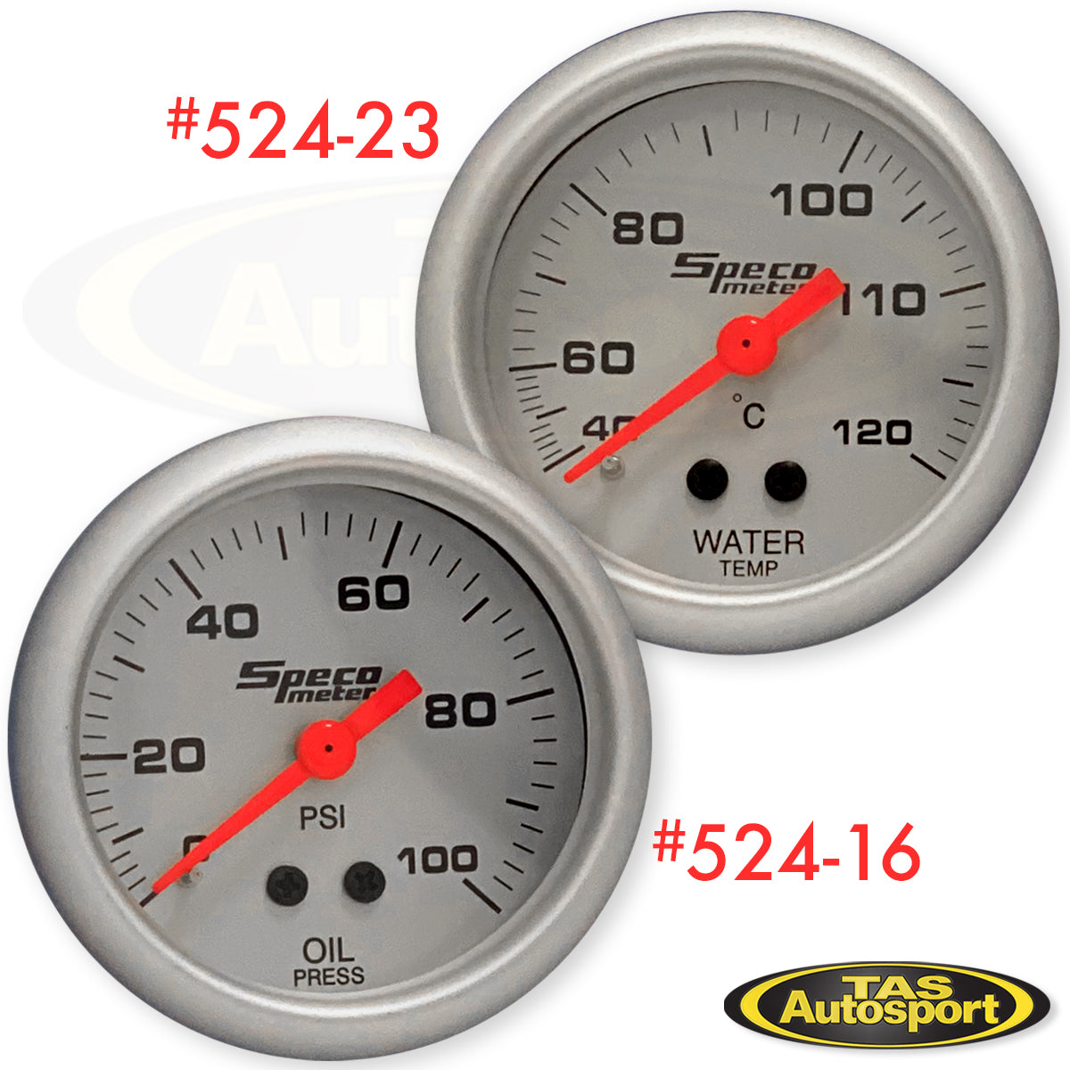 Speco Meter 2 Inch Mechanical Oil Pressure & Water Temp Gauge Tas