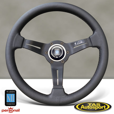 Nardi Deep Corn Leather Black Stitch White Signature 330mm Steering Wheel