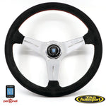Nardi Deep Corn Steering Wheel – SUEDE Leather with Satin Spokes & Red Stitching – 350mm