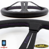 Nardi Deep Corn Leather Purple Stitch & Purple Signature 350 Steering Wheel