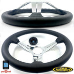 Nardi Deep Corn Smooth Leather Black Stitching Polished spokes 350 Steering Wheel