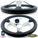 Nardi Deep Corn Smooth Leather Black Stitching Polished spokes 350 Steering Wheel