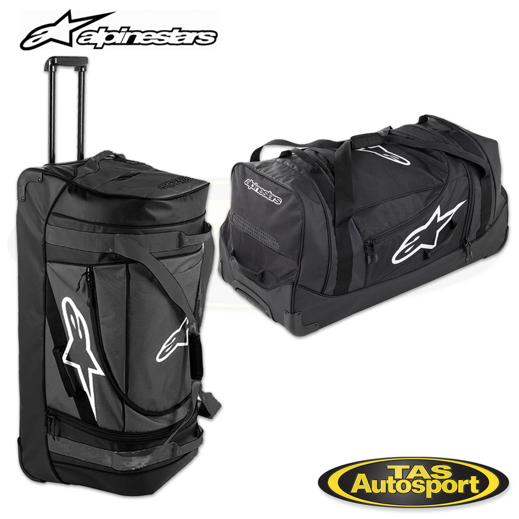 Alpinestars Komodo Motocross Travel Bag - Black/White, Large Gear Holdall With Wheels, Waterproof Compartments, Durable For MX Kit