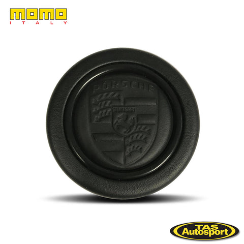 Aftermarket Horn Button Leather Embossed Porsche Crest Black ring