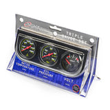 Triple Gauge Set Water Temp Oil Press Volt 12V