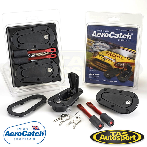 Motorsport Quick Release Bonnet Catches With Flush Locking Pins - Black Aero Style 2 thumbnail image