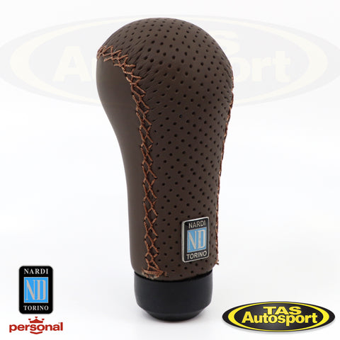 Nardi Prestige Brown Perforated Leather Gear Knob