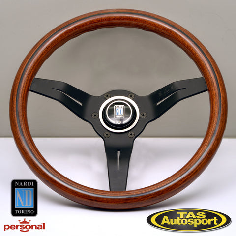 Nardi Deep Corn Mahogany Black Spokes 330 Steering Wheel