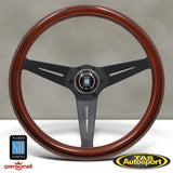 Nardi Deep Corn Mahogany Black Spokes 350 Steering Wheel