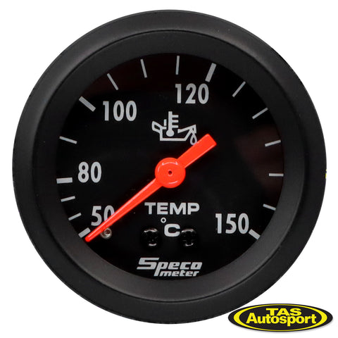 Speco Meter 2 Inch Mechanical Oil Temperature Gauge Black