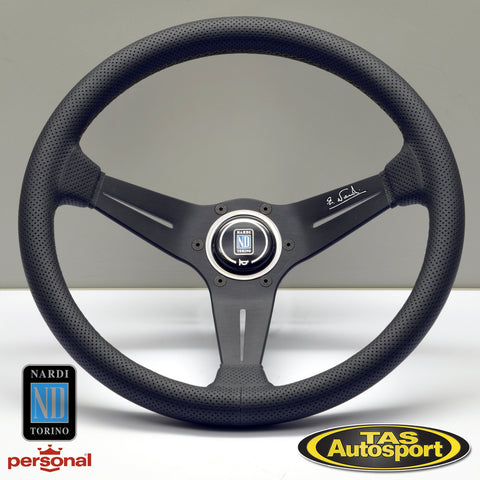 Nardi Deep Corn Perforated Leather Black Stitching White Signature 350 Steering Wheel