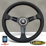 Nardi Deep Corn Leather Black Spokes Italian Cross Stitching 330mm Steering Wheel