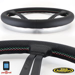 Nardi Deep Corn Leather Black Spokes Italian Cross Stitching 330mm Steering Wheel