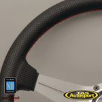 Nardi Deep Corn Steering Wheel – Perforated Leather with Satin Spokes & Red Stitching – 350mm 6069.35.1093