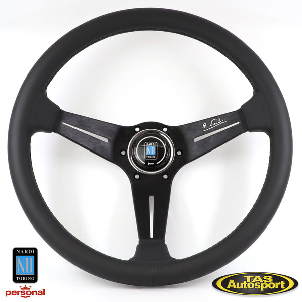パーツ NARDI deep com 35 black Nardi Deep Corn 350MM Black Leather With Polished Spokes