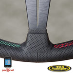 Nardi Deep Corn Perforated Leather, 3 sector stitching Green/White/Red 330mm Steering Wheel
