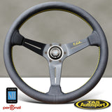 Nardi Deep Corn Leather Yellow Signature Yellow Stitching 350 Steering Wheel