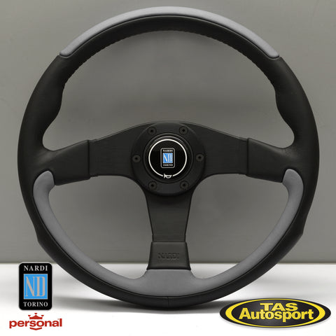 Nardi Leader Black & Grey Smooth Leather 350 Steering Wheel