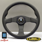 Nardi Twin Leather Black Spokes 350mm Steering Wheel