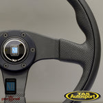 Nardi Twin Leather Black Spokes 350mm Steering Wheel