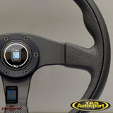 Nardi Twin Leather Black Spokes 350mm Steering Wheel