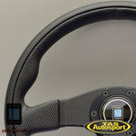 Nardi Twin Leather Black Spokes 350mm Steering Wheel