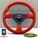 Nardi Grinta Red Suede Yellow Stiching 330 Steering Wheel
