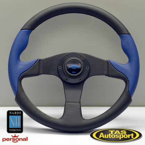 Nardi Thunder Black & Blue Leather 350 Steering Wheel