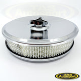 9" x 2-5/8" height. Double Barrel Stromberg. Chrome Air Filter Cleaner