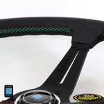 Nardi Deep Corn Leather Green Stitching 350 Steering Wheel