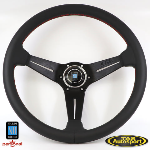Nardi Deep Corn Smooth Leather Red Stitching 350mm Steering Wheel