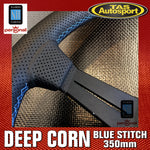 Nardi Deep Corn Perforated Leather Blue Stitching 350mm Steering Wheel