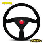 Momo Montecarlo Alcantara & Red Stitching Steering Wheel