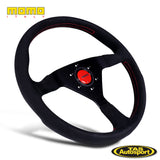 Momo Montecarlo Alcantara & Red Stitching Steering Wheel