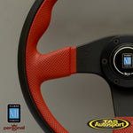 Nardi Twin Red Perforated Leather Black Spokes 350 Steering Wheel