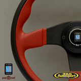 Nardi Twin Red Perforated Leather Black Spokes 350 Steering Wheel
