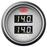 Dual Volt Digital Gauge 8v-18v 52mm White Muscle Series